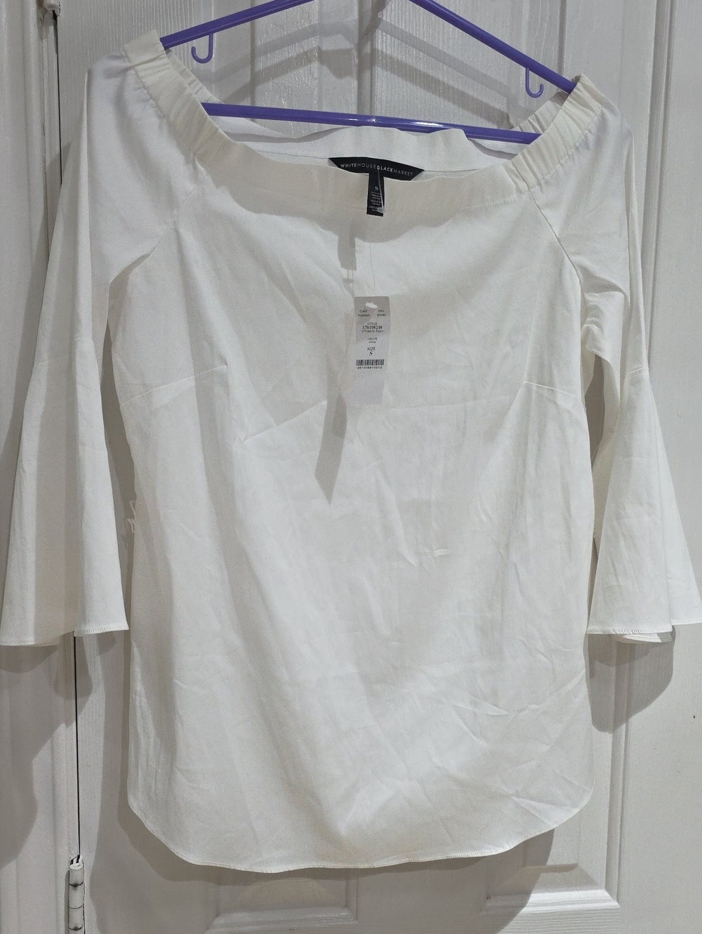 White House Black Market NWT White Off-the-Shoulder Bell Sleeve Top Size S